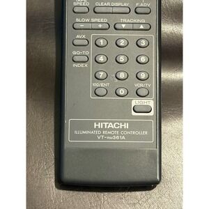 Hitachi VT-RM361A Illuminated Remote Controller VCR TV Vintage Gray